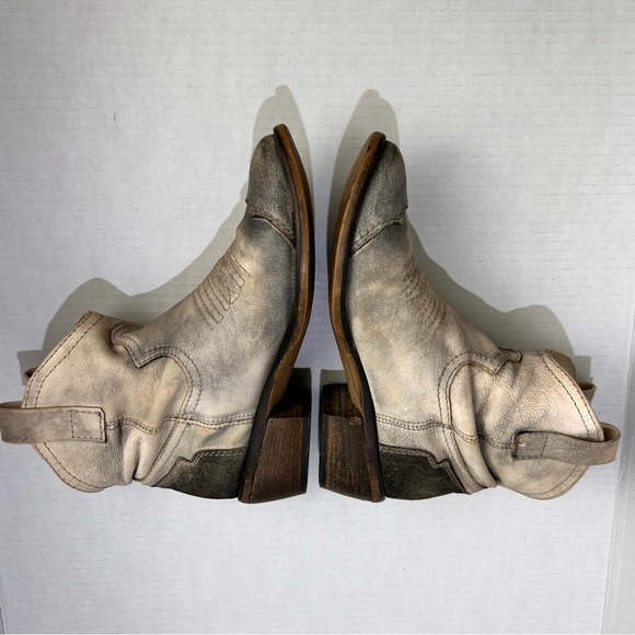 Diesel Booties Womens Leather Western Stacked Heel Distressed Boho - Picture 8 of 16